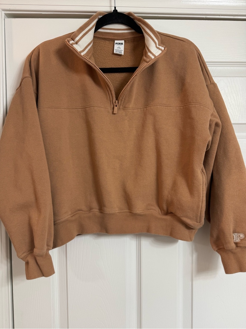 PINK Victoria's Secret Camel Half-Zip Sweatshirt